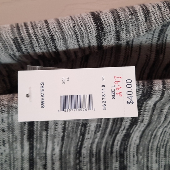 Great Northwest Indigo Sweater; Side Button Cowl Collar; Black & Gray - Picture 2 of 7